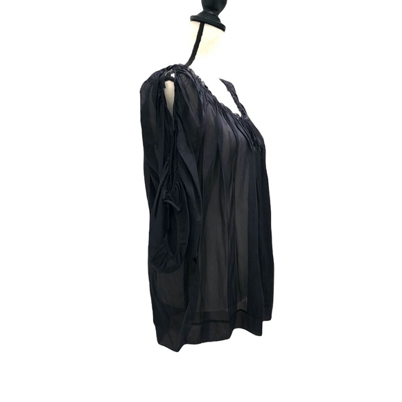 MARC JACOBS NAVY SILK TUNIC WITH TIES DOWN THE SLEEVE - Picture 3 of 15